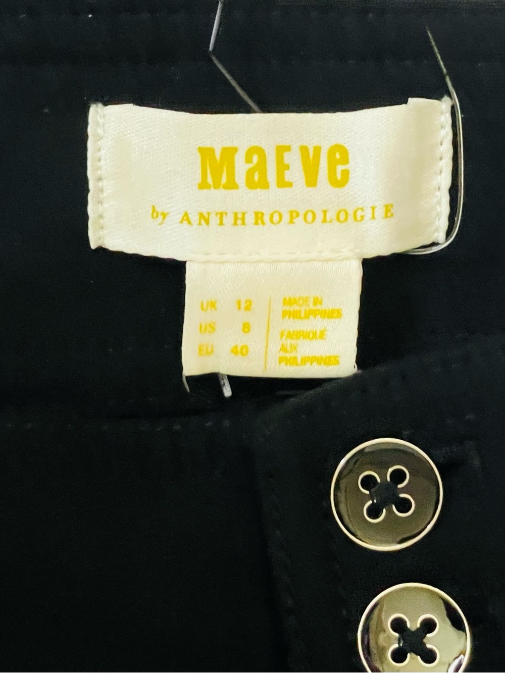 $128 Anthropologie Maeve Size 8 Black Pant Slit Split Front Flared Ponte - Picture 6 of 7